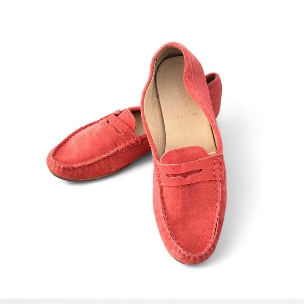 Women’s J Ctew Red Suede Loafers Size 7,5